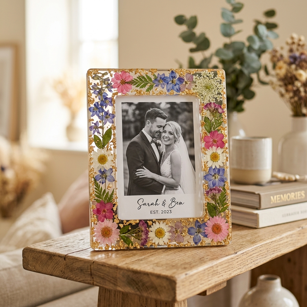 Resin flower photo frame