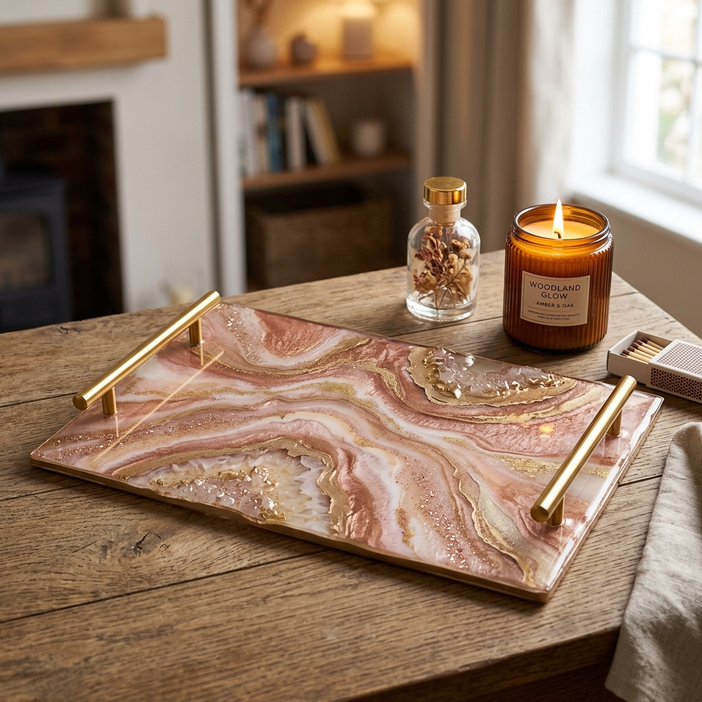 Handmade resin serving tray