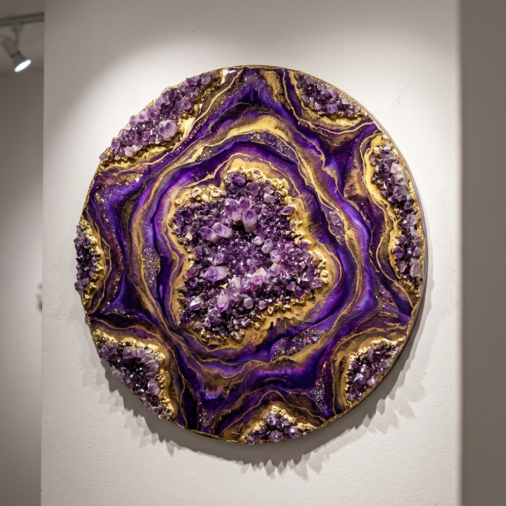 Amethyst geode resin wall art